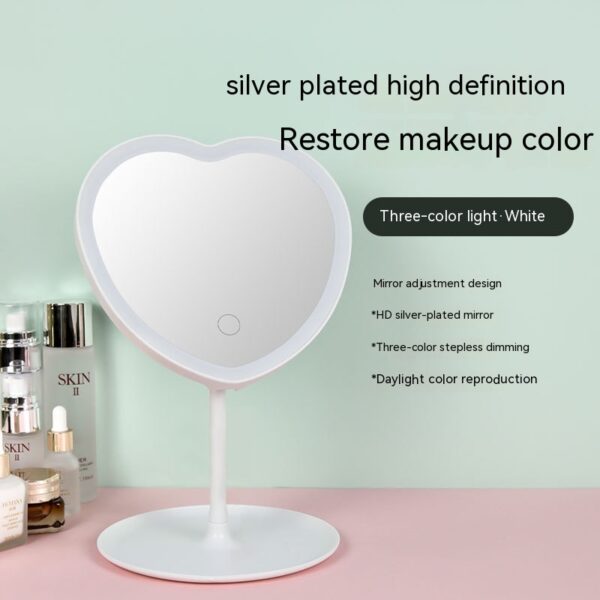 LED Makeup Mirror | Tricolor Light, USB Powered | Compact Cosmetic Mirror - Image 3