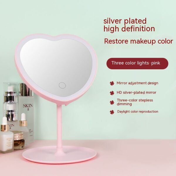 LED Makeup Mirror | Tricolor Light, USB Powered | Compact Cosmetic Mirror - Image 5