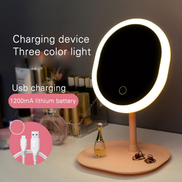 Rechargeable LED Lighting Mirror | Touch Dimming, USB Charging | Desktop Beauty Mirror - Image 2