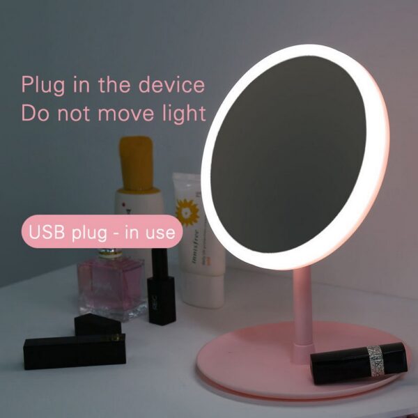 Rechargeable LED Lighting Mirror | Touch Dimming, USB Charging | Desktop Beauty Mirror - Image 6