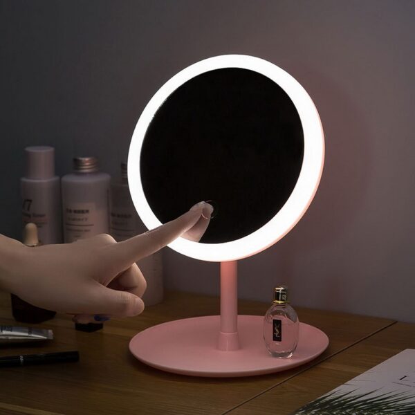 Rechargeable LED Lighting Mirror | Touch Dimming, USB Charging | Desktop Beauty Mirror