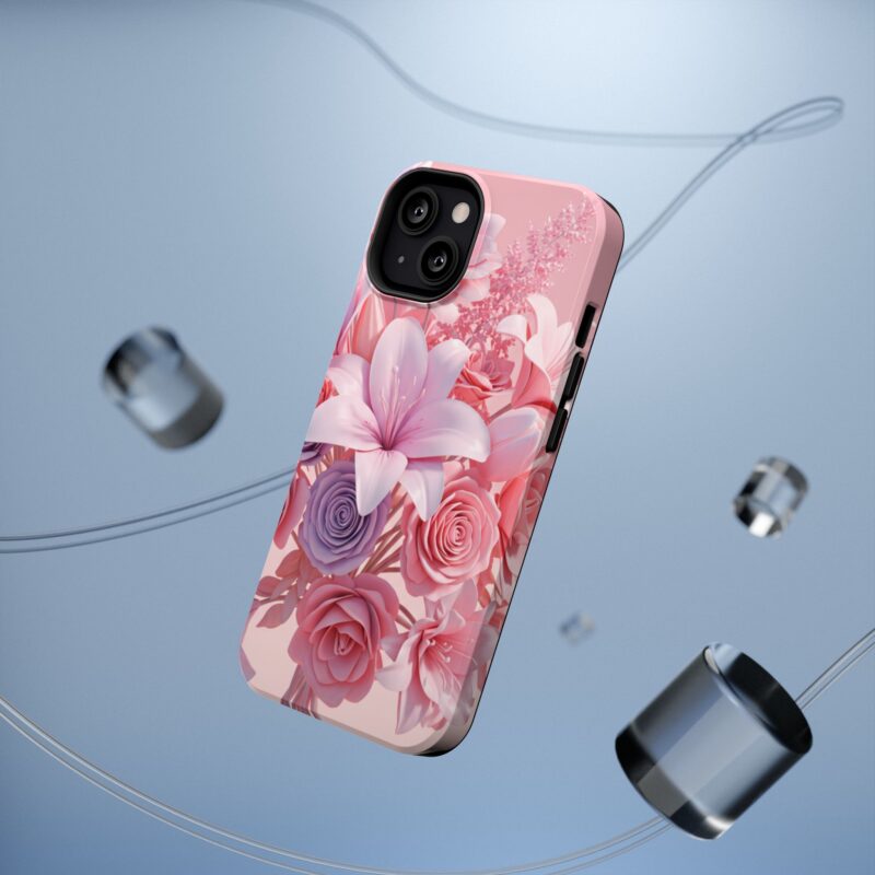 Floral Impact-Resistant Phone Case - Vibrant Pink Flower Design - Image 3