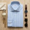 Sky Blue Bengal Stripe Cotton Shirt - Folded Flat-lay